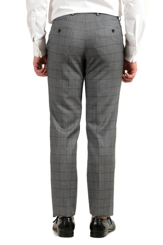 Pre-owned Hugo Boss Men's "johnstons5/lenon1" Regular Fit 100% Wool Plaid Two Button Suit In Gray