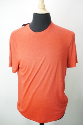Giorgio Armani Black Label Solid Orange Red 70% Cashmere Silk T Shirt 48 NEW