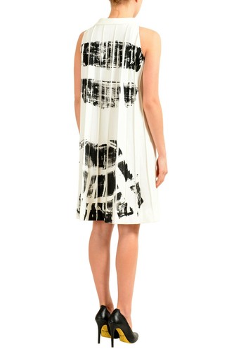 MAISON MARGIELA MAISON MARGIELA WEISS GRAFIK ÄRMELLOS DAMEN ETUIKLEID SZ XS S M L