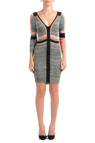 JUST CAVALLI JUST CAVALLI MEHRFARBIG 3/4 ÄRMEL DAMEN STRETCH BODYCON KLEID XS S M L XL