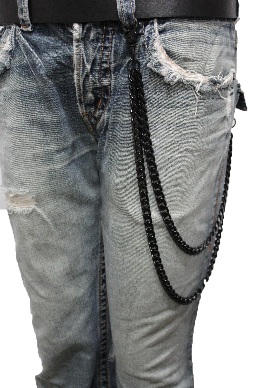 Black Metal Wallet Chain Jeans 
