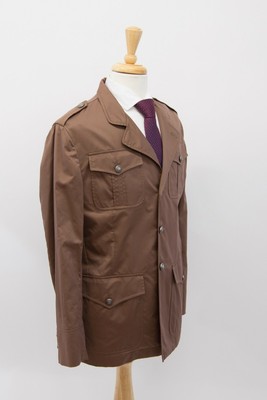 Pre-owned Brunello Cucinelli Nwt$3095  Mens Safari Jacket W/ Logo Buttons Size 48/38us A196 In Brown (please Refer To Note Below)