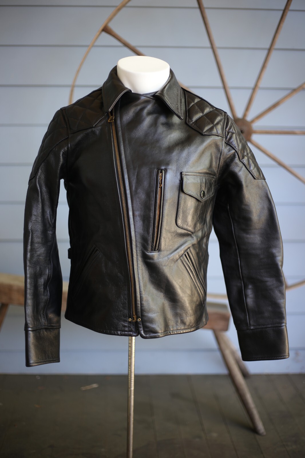Pherrow's Black Wool Motorcycle Jacket