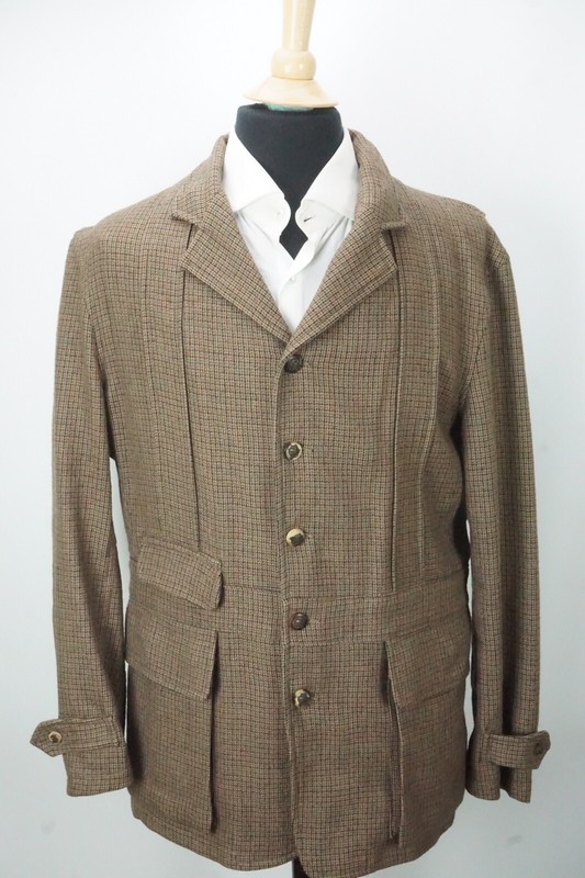 Polo Country Ralph Lauren Tweed Brown Wolf Button Hacking Norfolk Jacket Sz M
