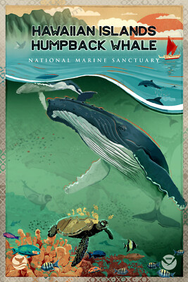 Hawaiian Islands National Marine Sanctuary System Poster NOAA Oceanic Prints