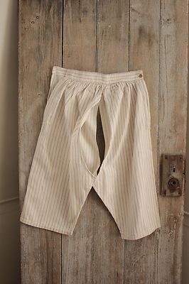 Culottes Vintage French crotchless bloomers purple striped flannel fabric c1910