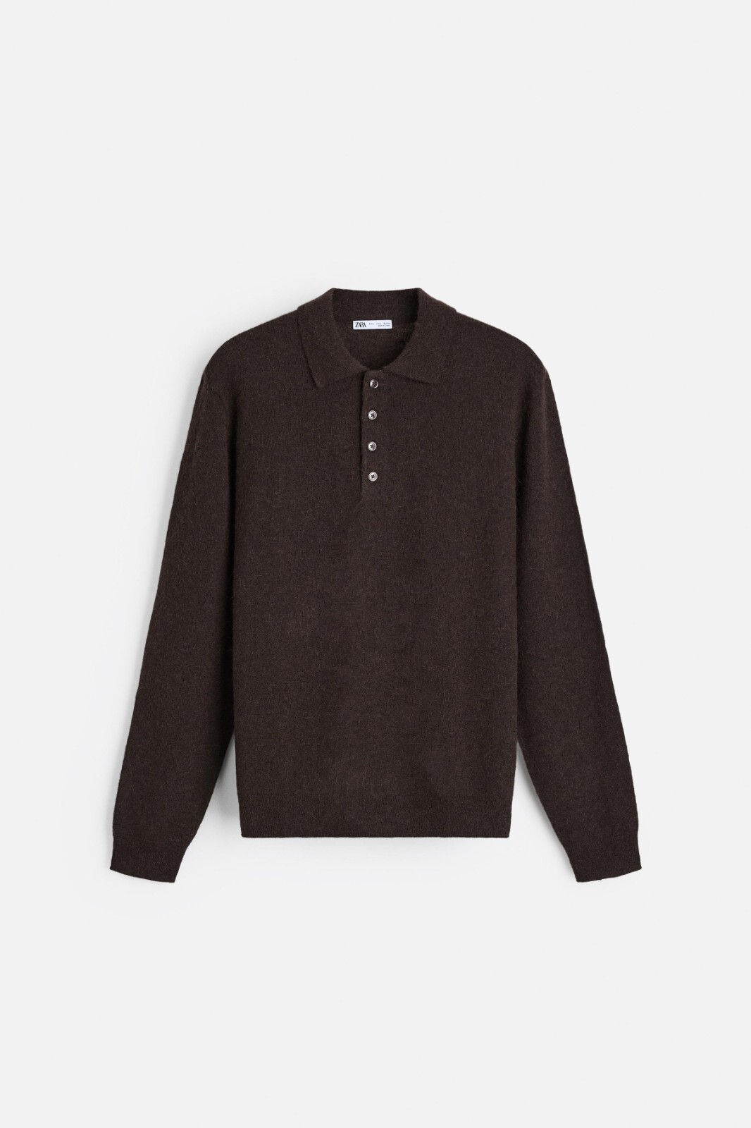 トップス ZARA ORIGINS wool alpaca Knit Best US M New Zara Origins Cotton-Wool Knit Polo Shirt 2893/359 Brown