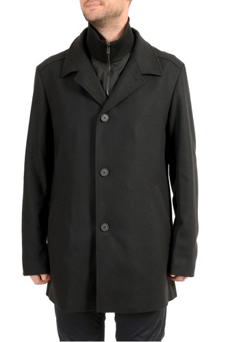 Pre-owned Hugo Boss Men's "barelto1942" Black Wool Button Down Jacket Coat