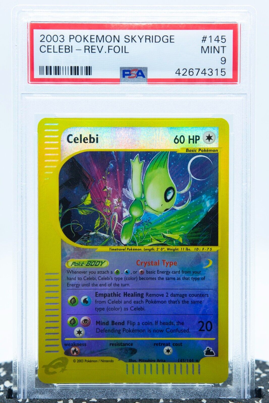 PSA 9 CELEBI 145/144 Reverse Holo Crystal Rare Skyridge 2003 PSA 9 CELEBI 145/144 Reverse Holo Crystal Rare Skyridge 2003