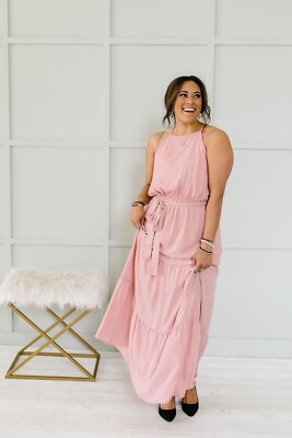 FSL APPAREL Mauve Plus Size Layered Perfection Tiered Maxi Dress Curvy NWOT