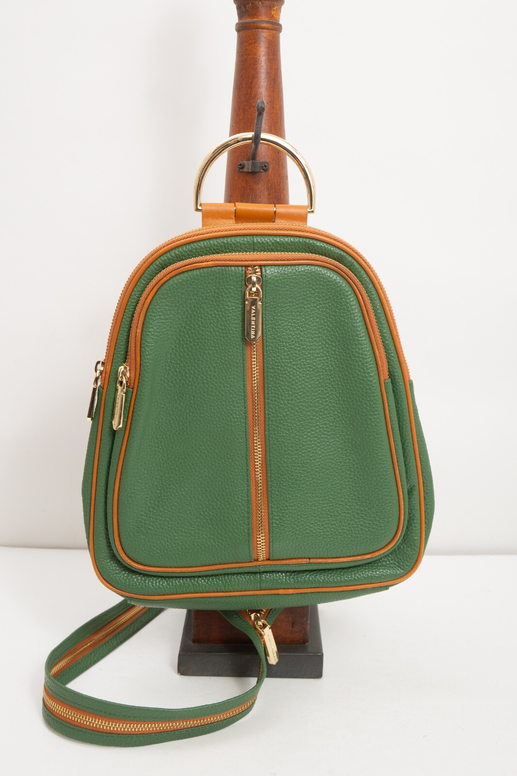 Valentina Two-Tone Green and Brown Leather Bucket Backpack Valentina | Bags | Valentina Green And Tan Leather  main image 2