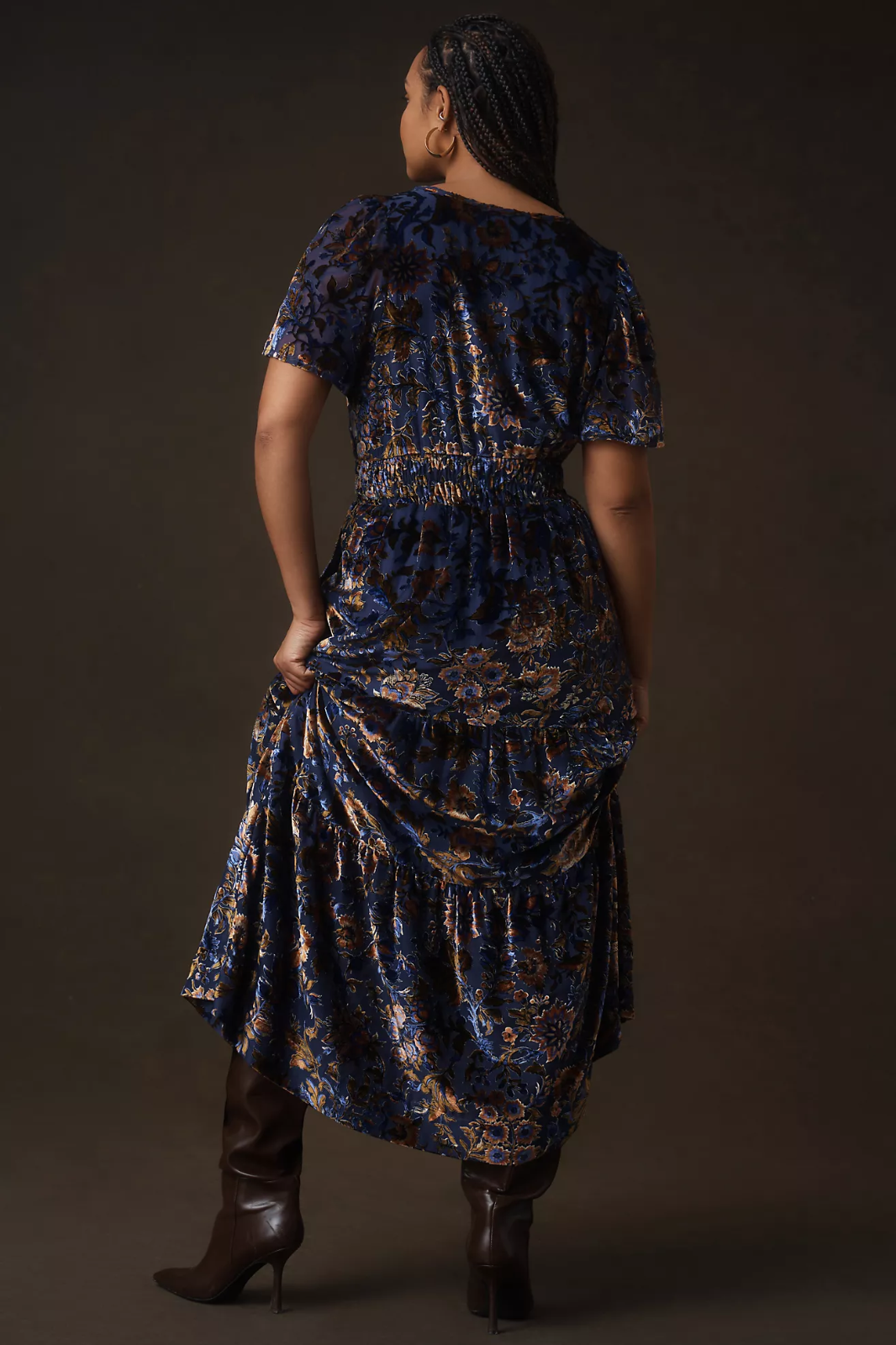 Pre-owned Anthropologie Somerset Tiered V-neck Burnout Velvet Maxi Dress Purple Plus 2x