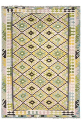 NavaRugs Kelim Teppich 242x178cm Afghan Handgewebt Orientteppich Wolle Kilim Rug