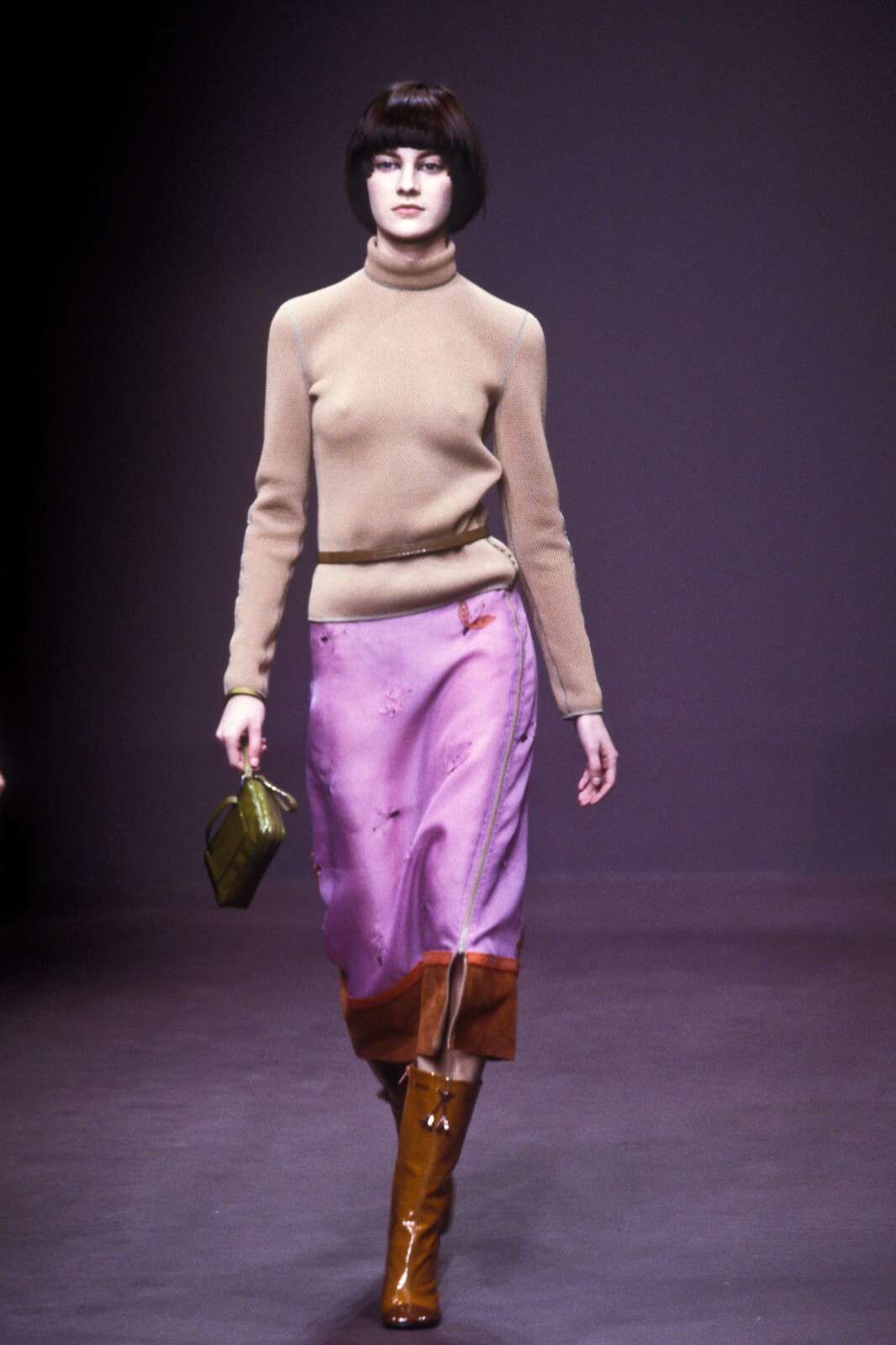 Prada Vintage Archive Fall 1999 Pink Silk Organza Brown Prada Vintage Archive Fall 1999 Pink Silk Organza Brown