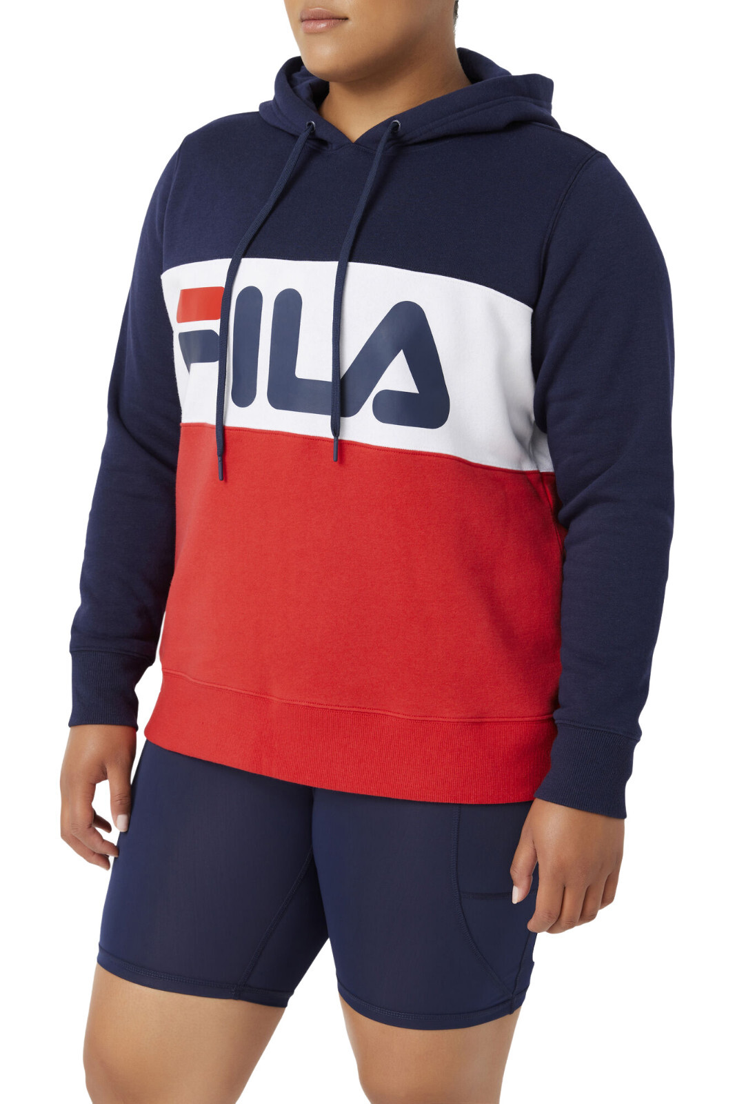 FILA Women s Historic Logo Pullover Hoodie Plus Size 3X Navy Blue Red White eBay