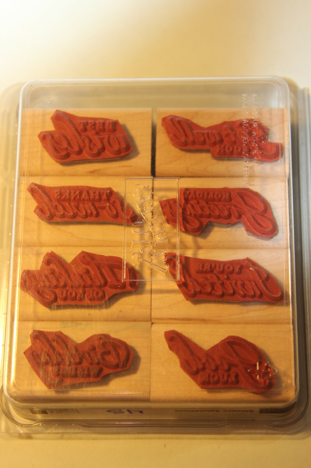 Stampin Up 2005 Set Of 8 Sincere Salutations  Wood Mounted Rubber Stamps