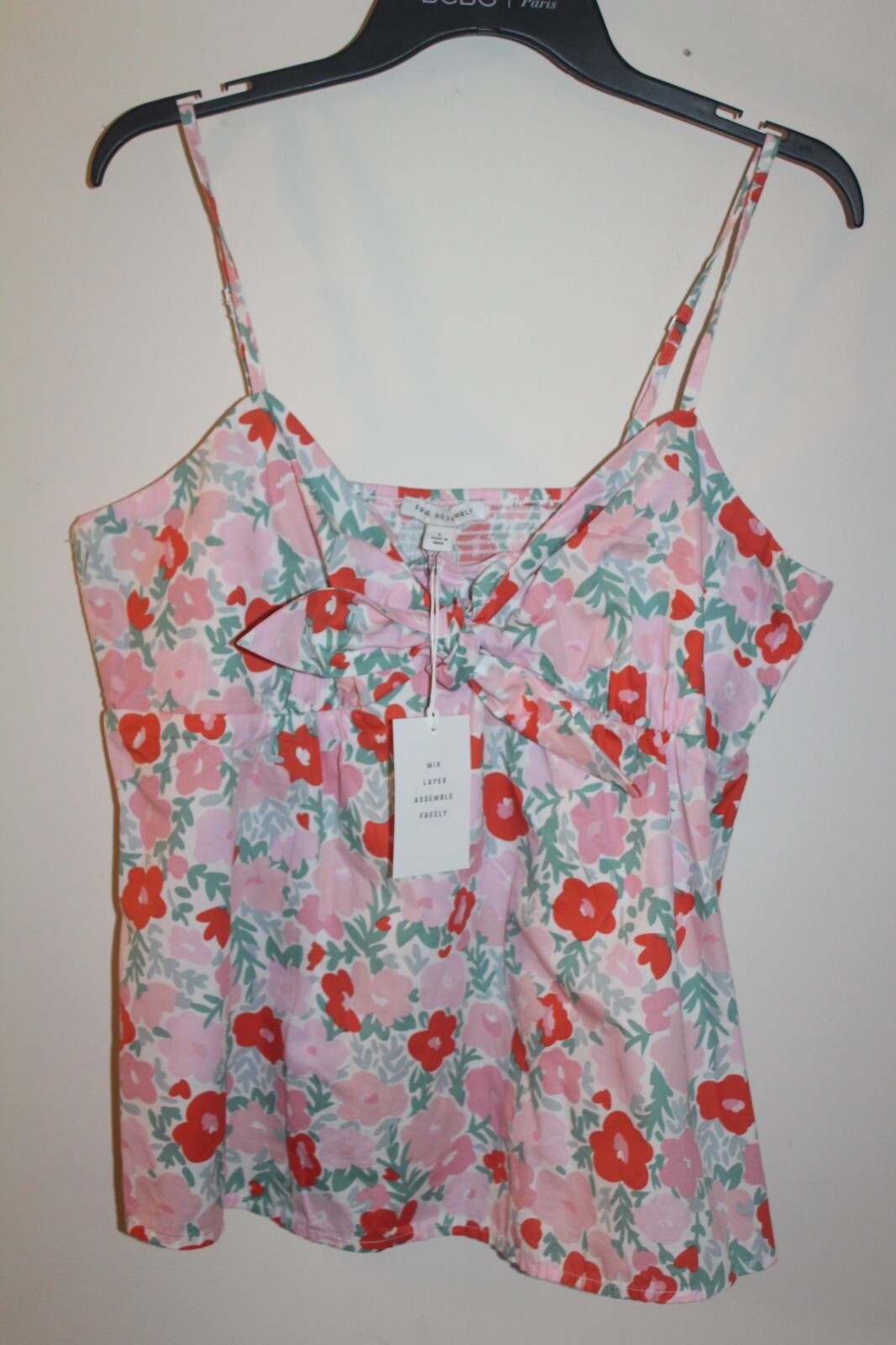 Women's Sz L Free Assembly Floral Print Tie Front Tank Top