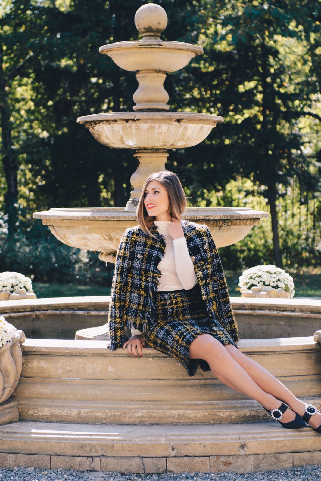 Pre-owned H&m Erdem X  2 Pc Suit Wool Blend Jacket Skirt Black Gold Tweed 4 Ships Today