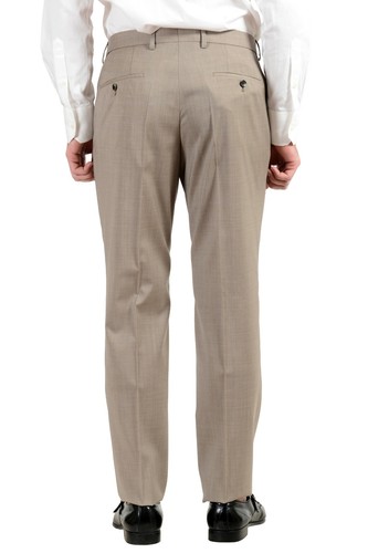 Pre-owned Hugo Boss "huge6/genius5" Men's 100% Wool Slim Beige Two Button Suit