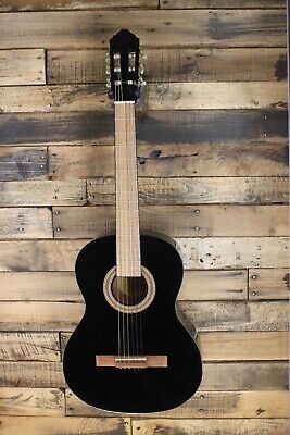 CRACKED HEADSTOCK  - Lucero LC100 Classical Guitar - Black  #R6069
