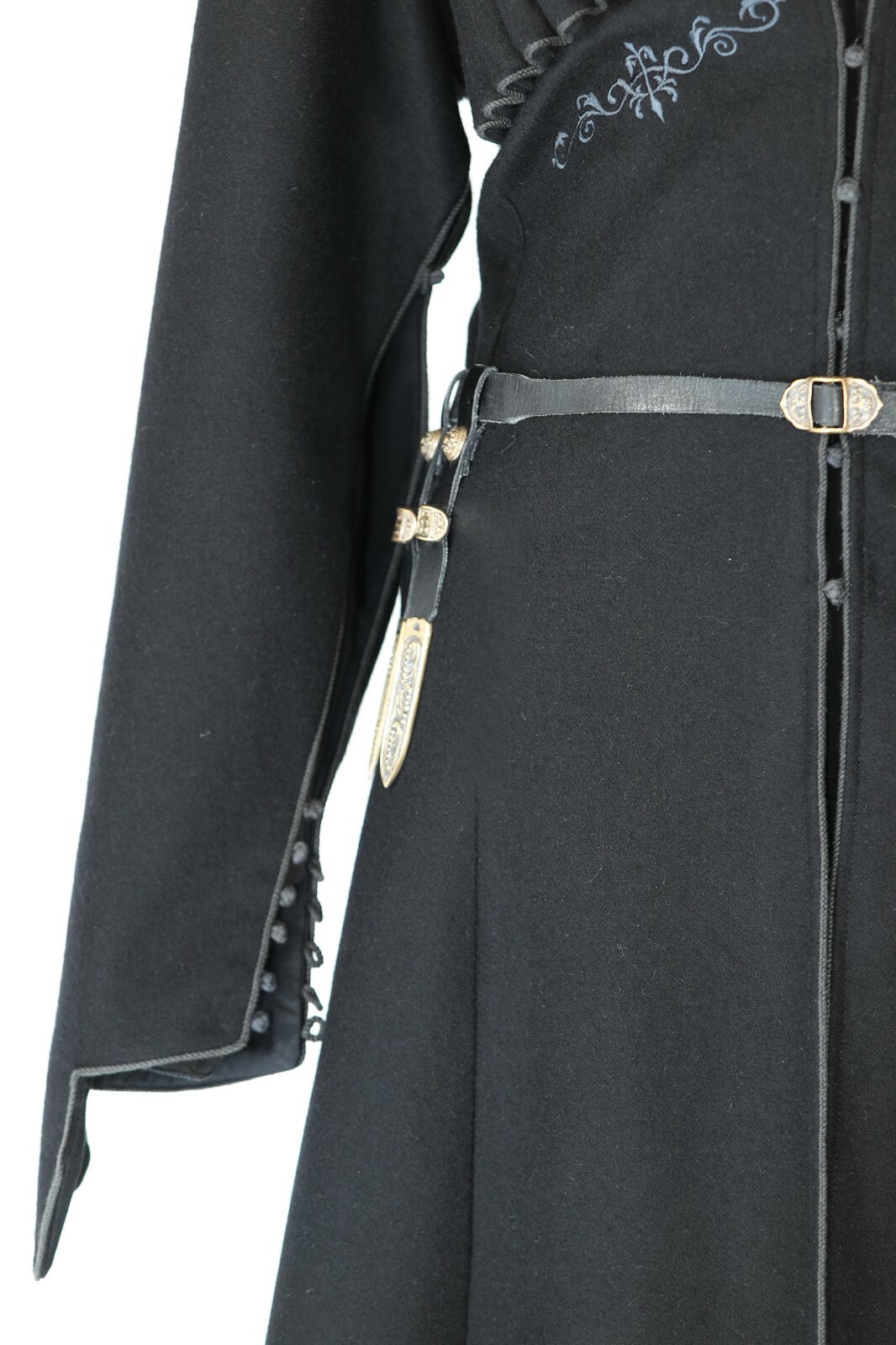 Pre-owned Handmade Men's  Coat "chokha" With Beautiful Details (a Sword, A Belt ) In Black