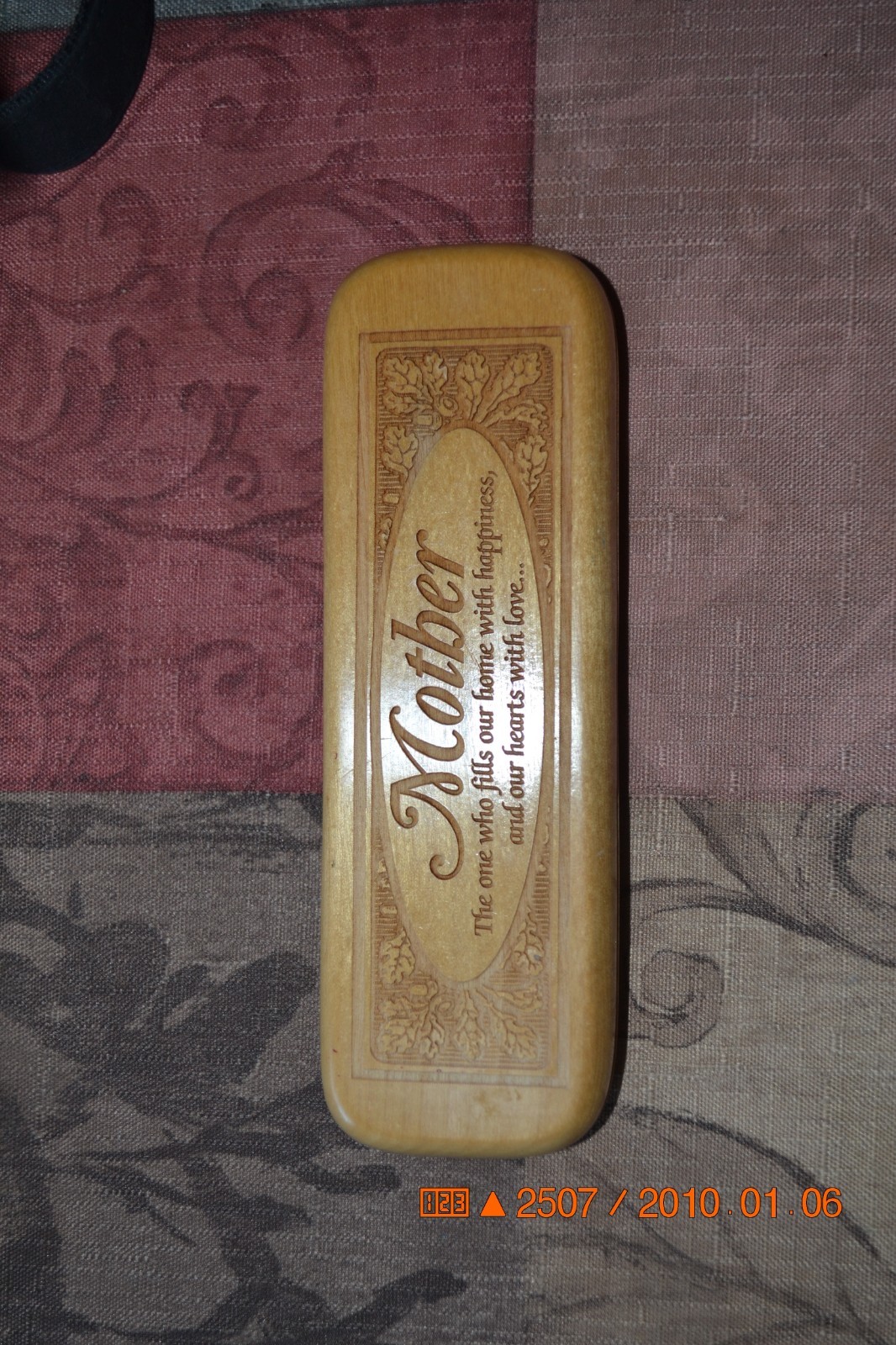 Wooden Pen In Wooden Box With “Mother” On Both