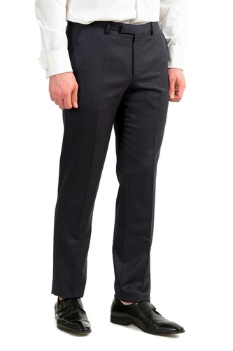 Pre-owned Hugo Boss Men's "johnstons5/lenon1" Regular Fit Blue 100% Wool Two Button Suit