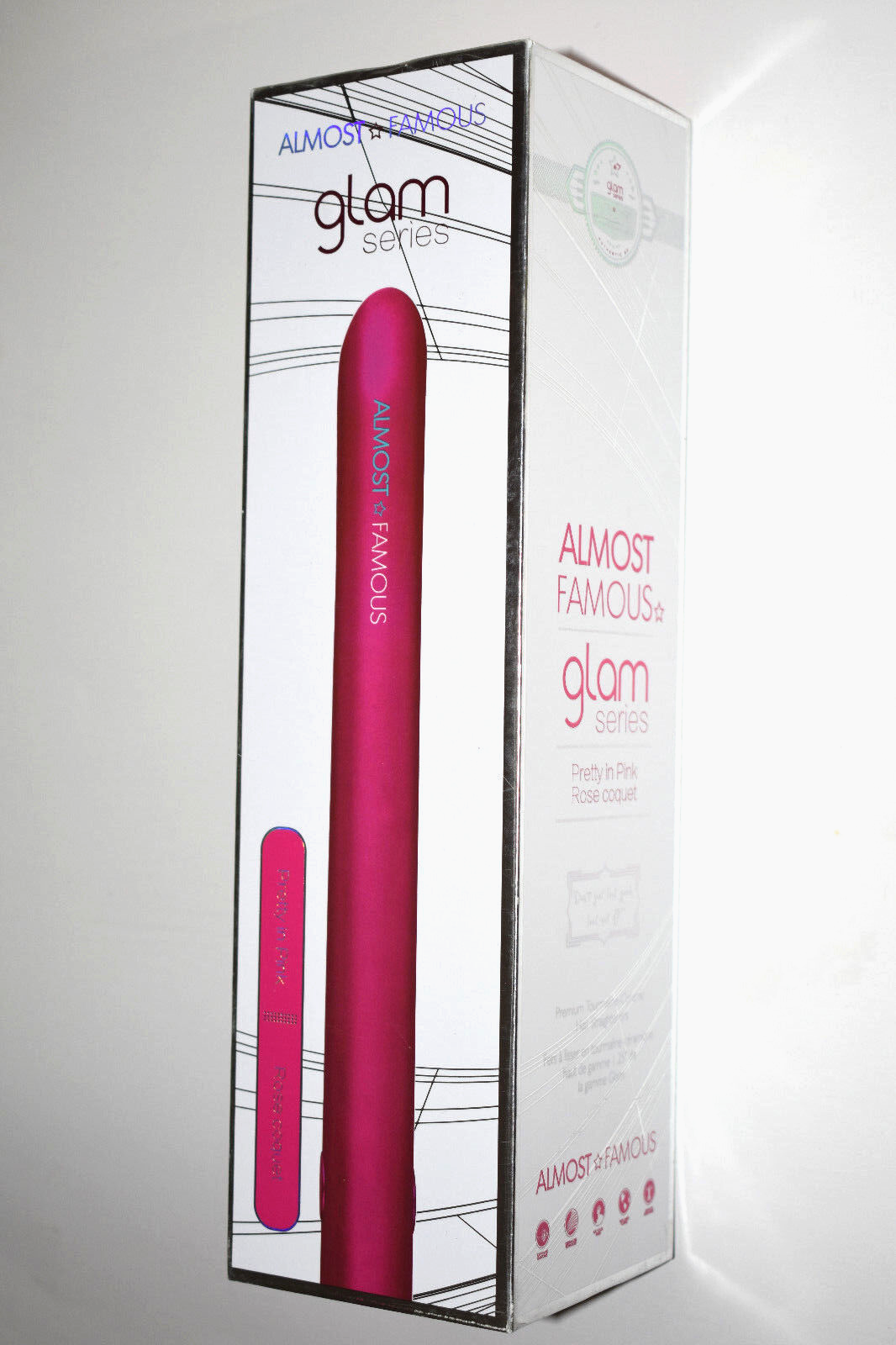 Almost Famous Glam Series Premium Tourmaline Ceramic Flat Iron 1.25" Pink-New