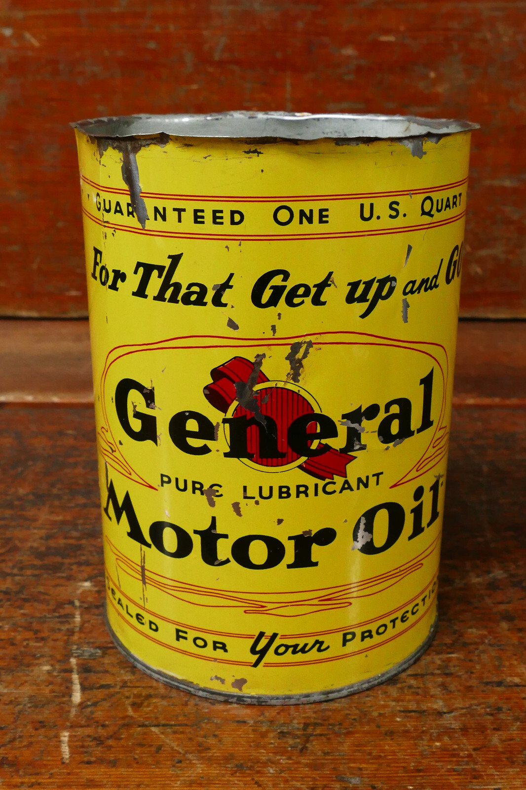 Vintage 1940s General Pure Lubricant Motor Oil - Metal One