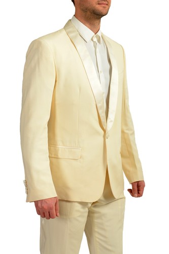 Pre-owned Dolce & Gabbana Men's "martini" Ivory Silk Wool Tuxedo Suit Us 44r It 54r In White