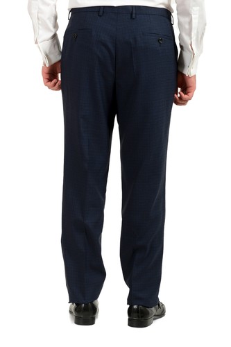 Pre-owned Hugo Boss Men's "johnstons5/lenon1" Regular Fit Plaid 100% Wool Two Button Suit In Blue/dark Blue