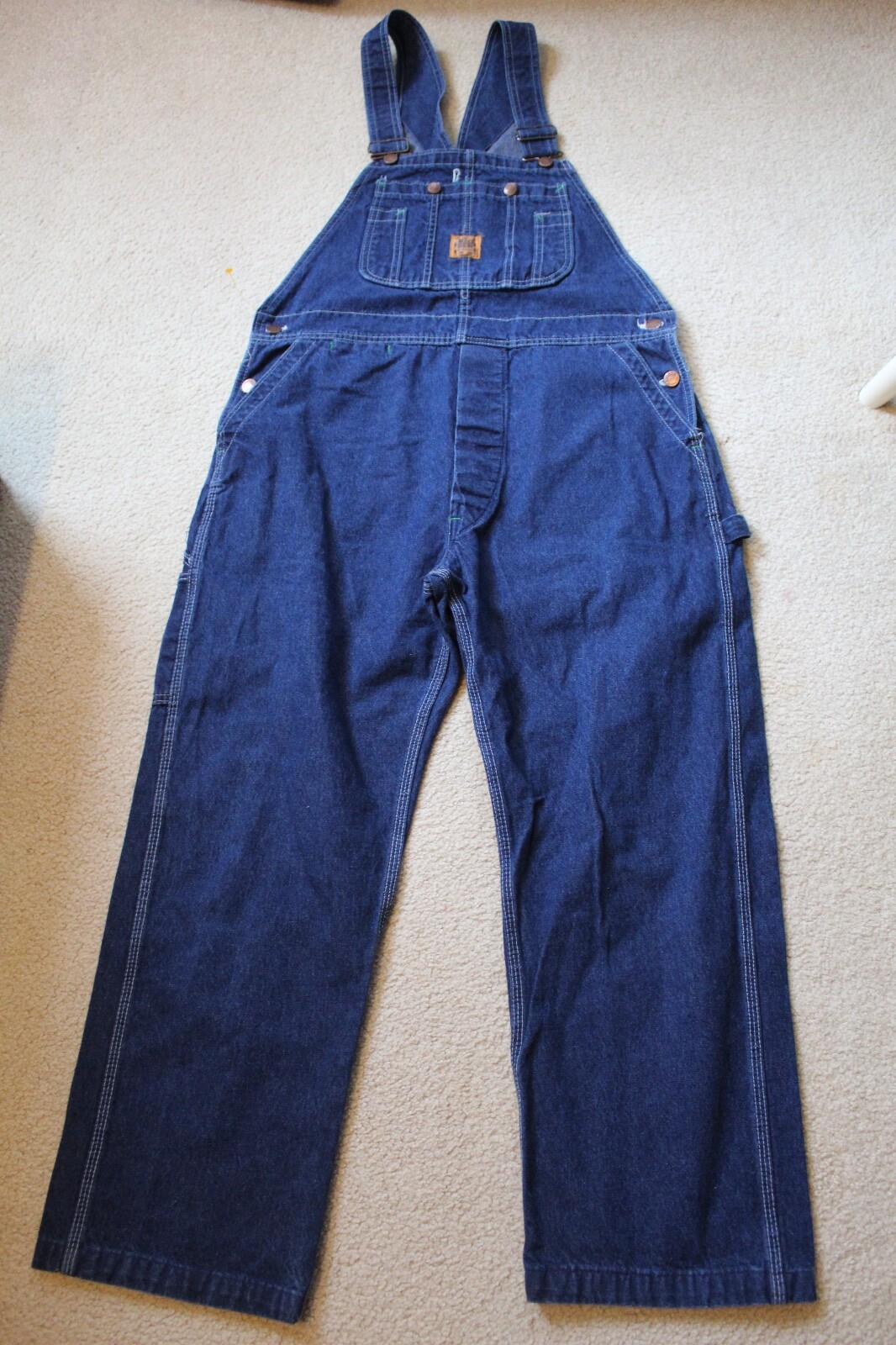 VTG Big Ben Wrangler USA Denim Blue Jean Carpenter Bib VTG Big Ben Wrangler USA Denim Blue Jean Carpenter Bib