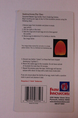 FARM INNOVATOR 3350 CHICKEN POULTRY EGG INCUBATOR BATTERY LED CANDLER LIGHT LAMP