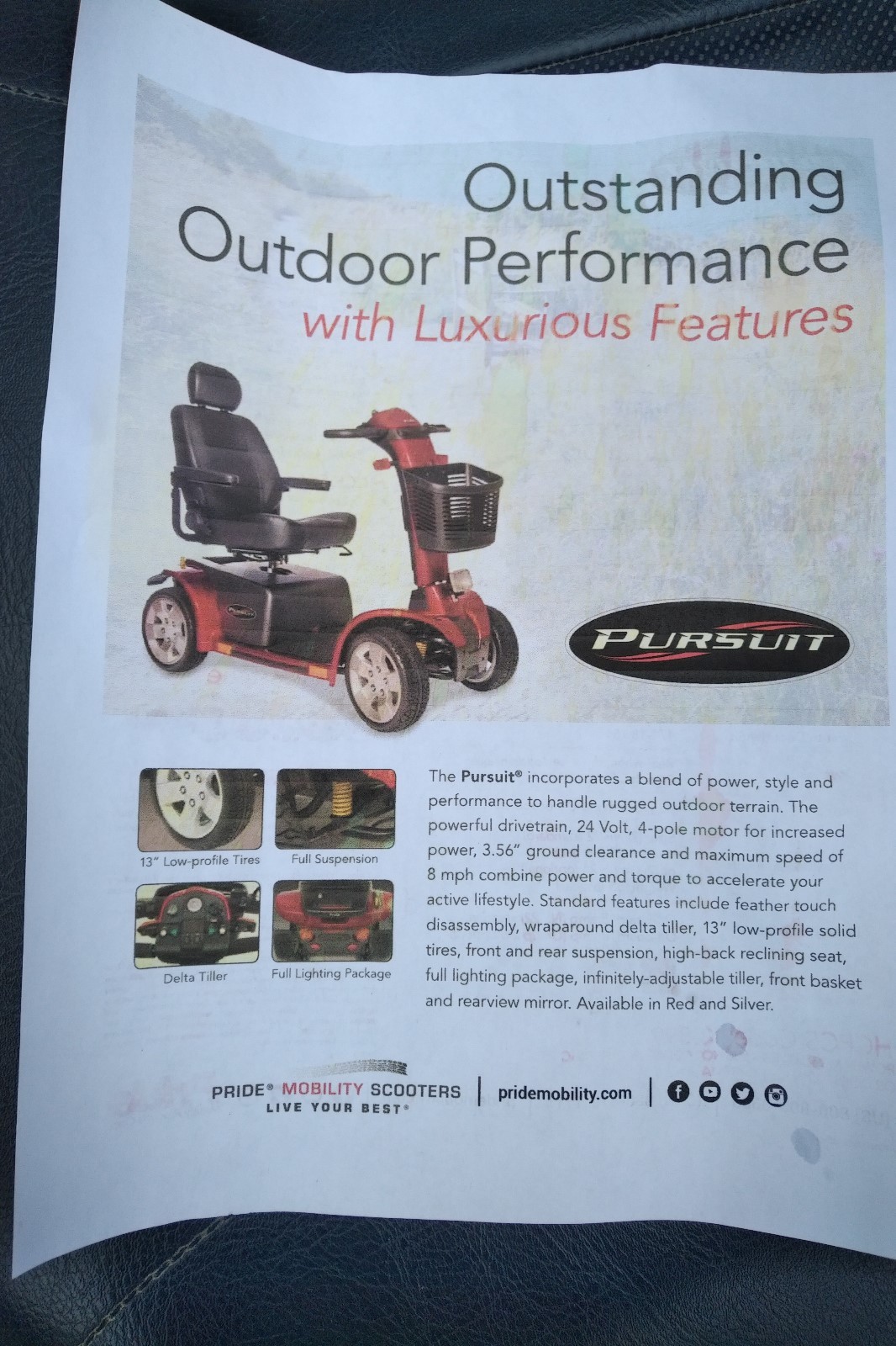PRIDE MOBILITY PURSUIT PMV SC713 POWER ELECTRIC SCOOTER USED