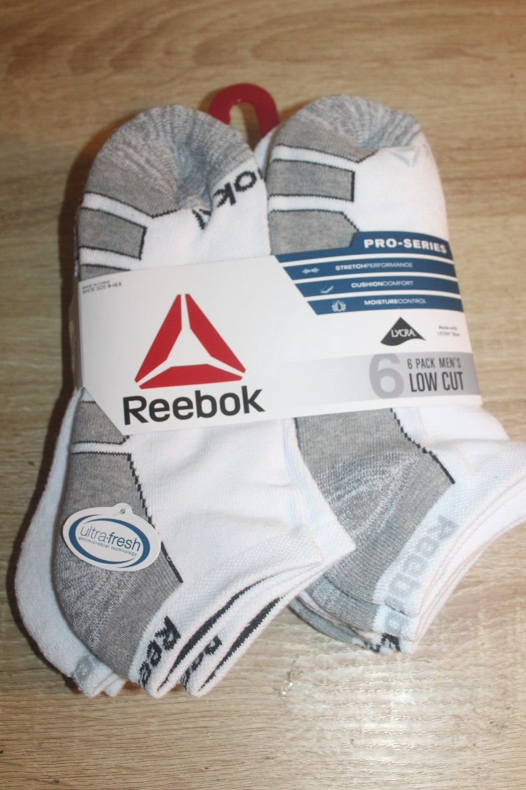 Reebok Men's Pro Series Low Cut Socks, 6-Pack moisture control. white