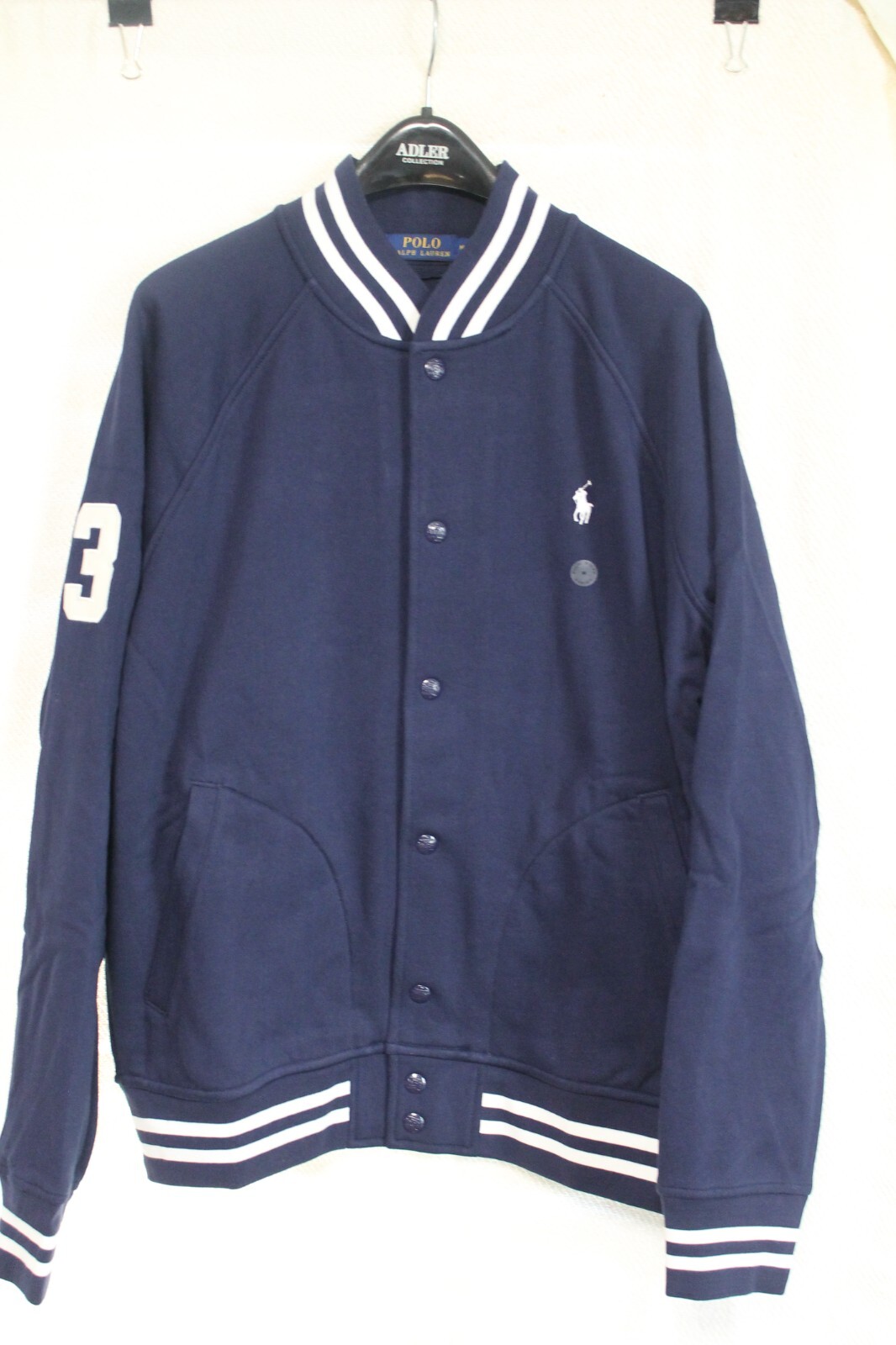 POLO RALPH LAUREN MEN'S NAVY TRIPLE PONY GRAPHIC VARSITY