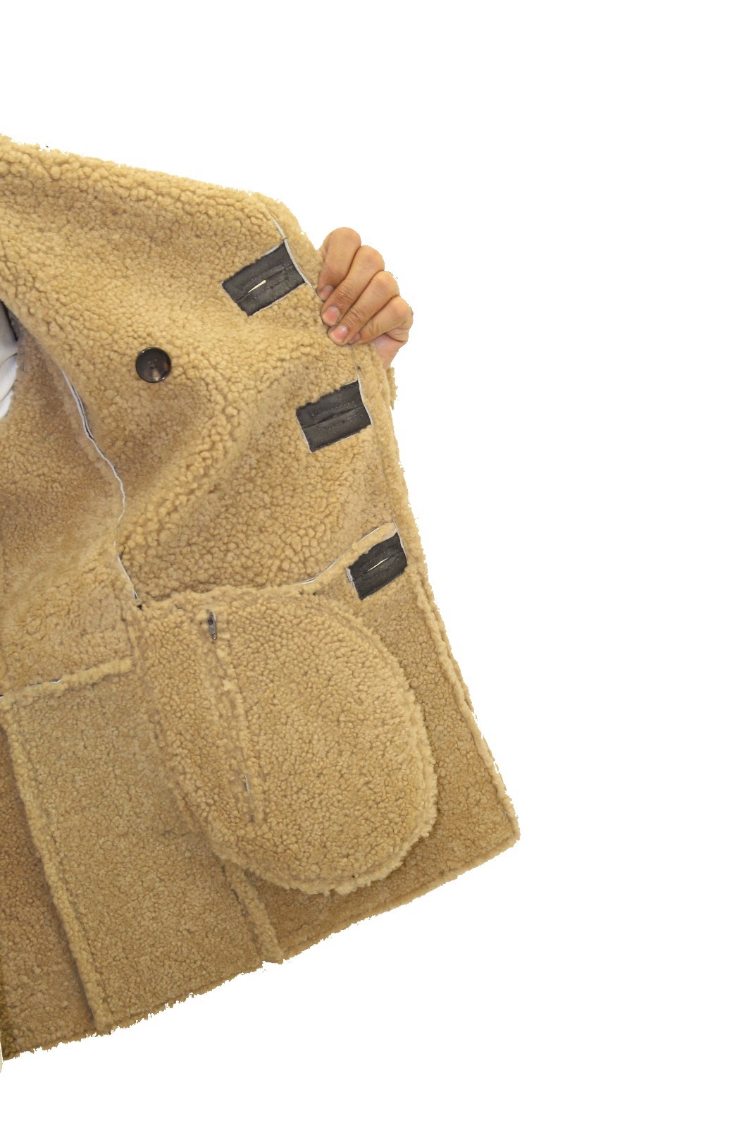 LEATHER STYLES HERREN BRAUNE DEUTSCHE NAVAL LAMMFELL ZWEIREIHIG TRENCHCOAT STUTZER