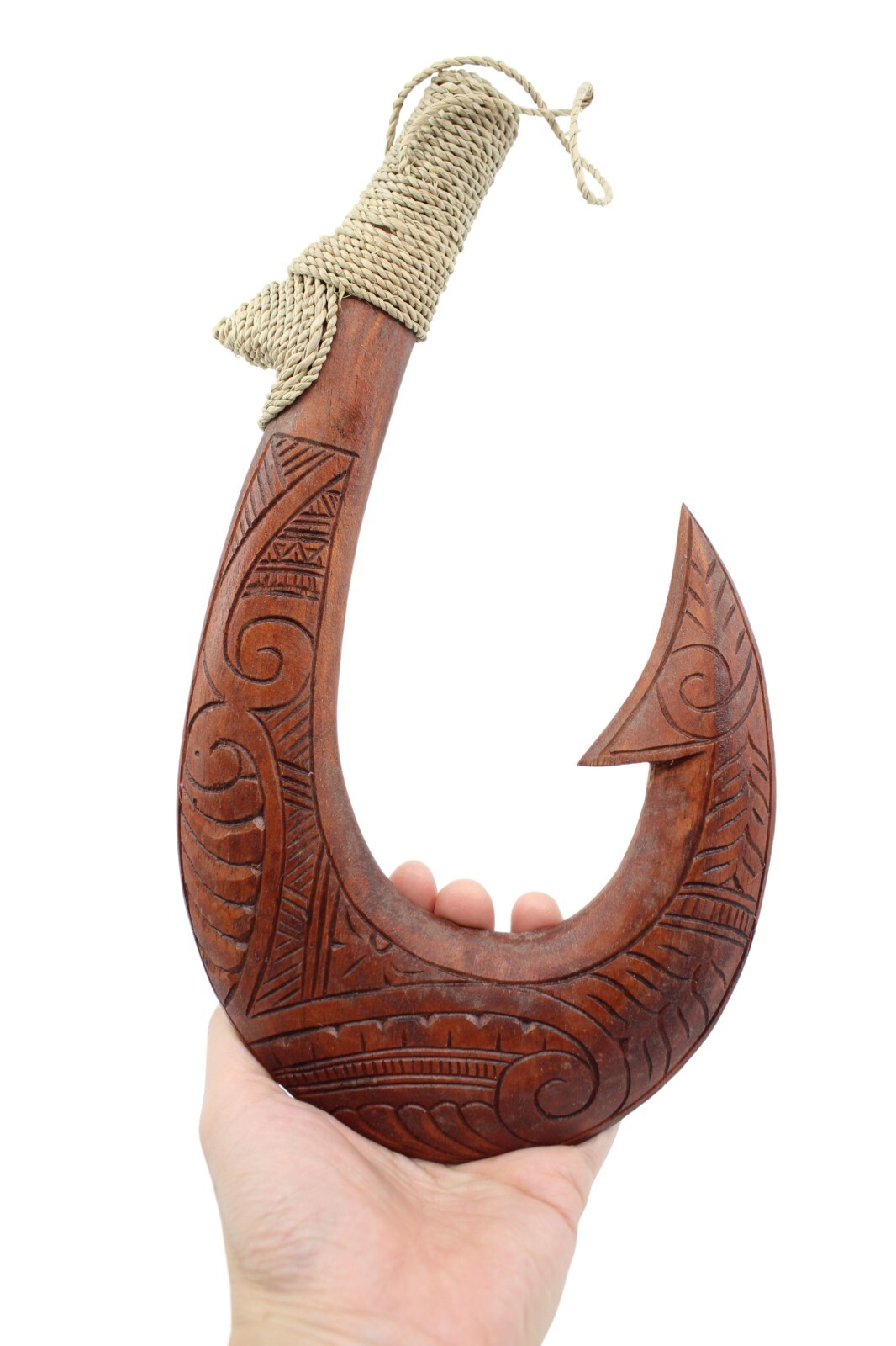 The Hawaiian Calabash antique fish hook付 Moana Fish Hook 19 inch on stand - Made In Hawaii