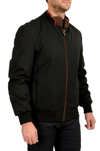 Pre-owned Scuderia Ferrari Men's Black Wool Full Zip Insulated Bomber Jacket Us L It 52