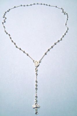 925 STERLING SILVER ITALIAN ROSARY 3MM- 24" / ROSARIO DE PLATA ESTERLINA- 24" 