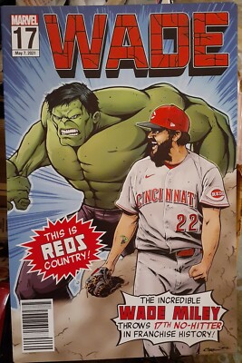 2021 Cincinnati Reds Wade Miley Marvel Incredible Hulk Poster SGA No Hitter 7-17
