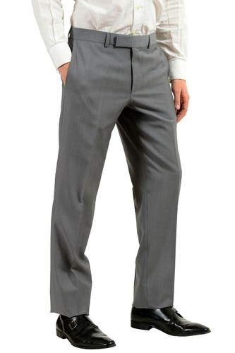 Pre-owned Hugo Boss "paolini1/movio1us" Men's 100% Wool Striped Gray Two Button Suit