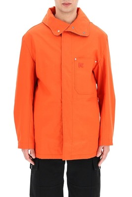 Pre-owned Kenzo Men's Mid Length Poppy Coat In Poppy Orange-medium