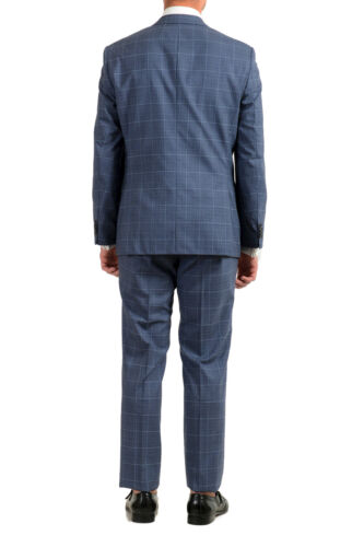 Pre-owned Hugo Boss Men's Phoenix/madisen Plaid Comfort Fit 100% Wool Suit Us 38r It 48r In Blue