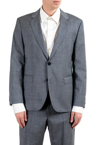 Pre-owned Hugo Boss "c-jeffery/c-simmons" Men's 100% Wool Gray Two Button Suit