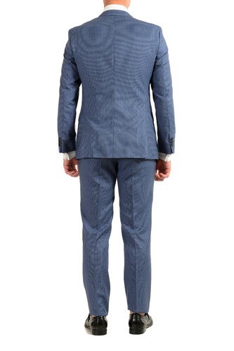 Pre-owned Hugo Boss Men's "huge6/genius5" Slim Fit Blue 100% Wool Two Button Suit