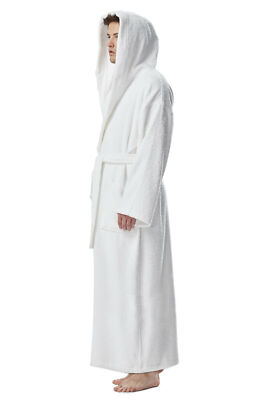 Men's Long Hooded Ankle Length Turkish Cotton Bathrobe Robe