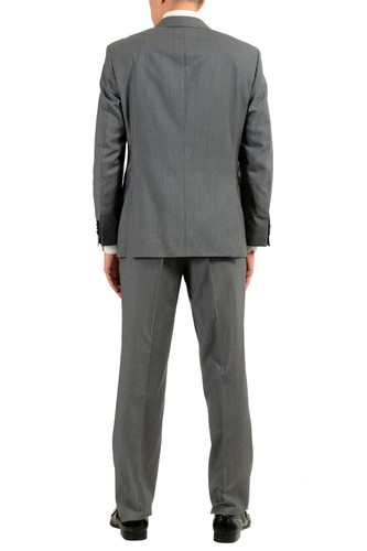 Pre-owned Hugo Boss "kings/central_1" Men's 100% Wool Striped Gray Two Button Suit