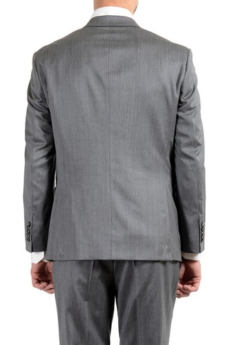 Pre-owned Hugo Boss "t-harvers4/glover2" Men's Slim 100% Wool Gray Two Button Suit