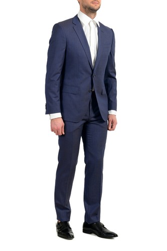 Pre-owned Hugo Boss "huge6/genius5_bxn" Men's 100% Wool Two Button Suit In Blue